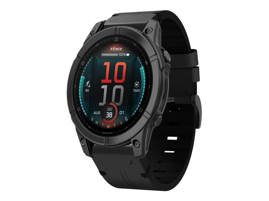 Bracelete para Garmin Fenix 8 Amoled XIAOMOYU em Couro com Fivela de Aço (26mm) Preto