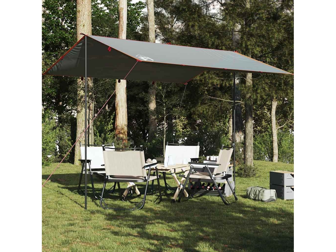 Vidaxl Lona De Campismo 360x294 Cm Impermeável Cinzento E Laranja