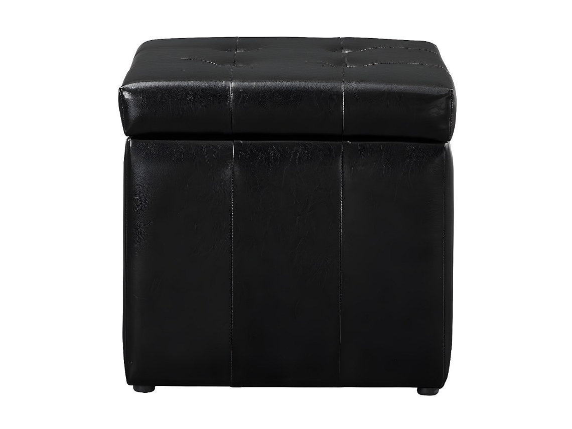 Puff Serafino VENTE-UNIQUE.PT (Preto - Pele sintética - 49x49x48 cm)