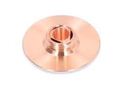 Cabeçote de corte a laser com bocal duplo de fibra óptica em cobre cromado e abertura de 1,4 mm/0,055 pol.