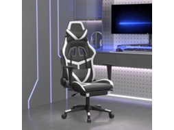 Vidaxl Cadeira Gaming Massagens C/ Apoio Pés Couro Artif. Preto/branco
