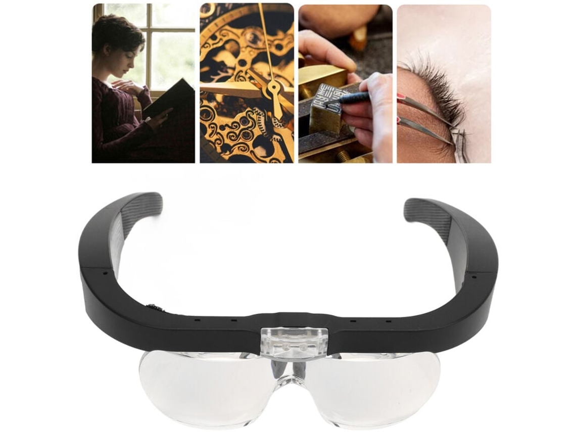 Lupa De Cabeça Ajustável Com Led E 4 Lentes Intercambiáveis - Compatível Com Reparos De Relógios E Artesanato