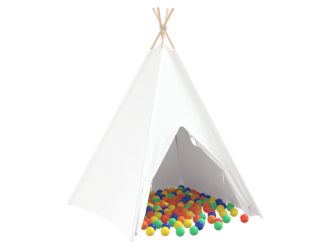 Conjunto 1 Tenda Teepee Vidaxl Branco Tecido (120 X 120 X 150 Cm)