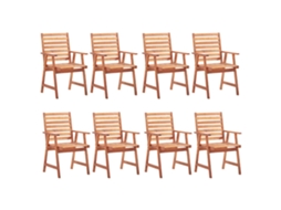 Maison Exclusive - Cadeiras De Jantar P/ Jardim 8 Pcs C/ Almofadões Acácia Maciça