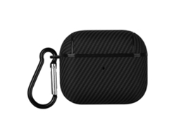Estojo Para Fones De Ouvido Airpods 3 Em Polipropileno Com Textura De Fibra De Carbono E Gancho Integrado.