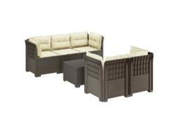 Vidaxl Sofá De Jardim De 5 Pessoas Com Almofadas Visual De Rattan Pp