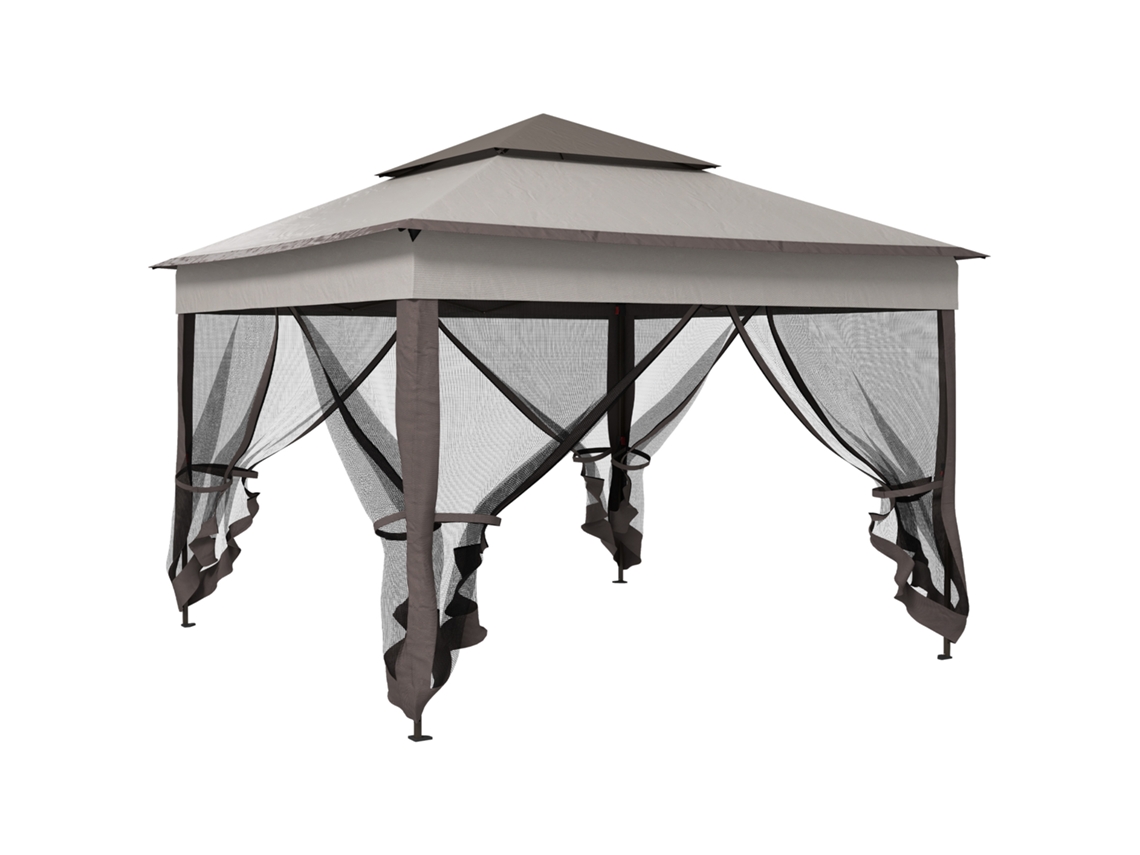 Gazebo Dobrável Com Painéis Laterais, Cinza, 3,25 X 3,25 X 2,7 M Chimi