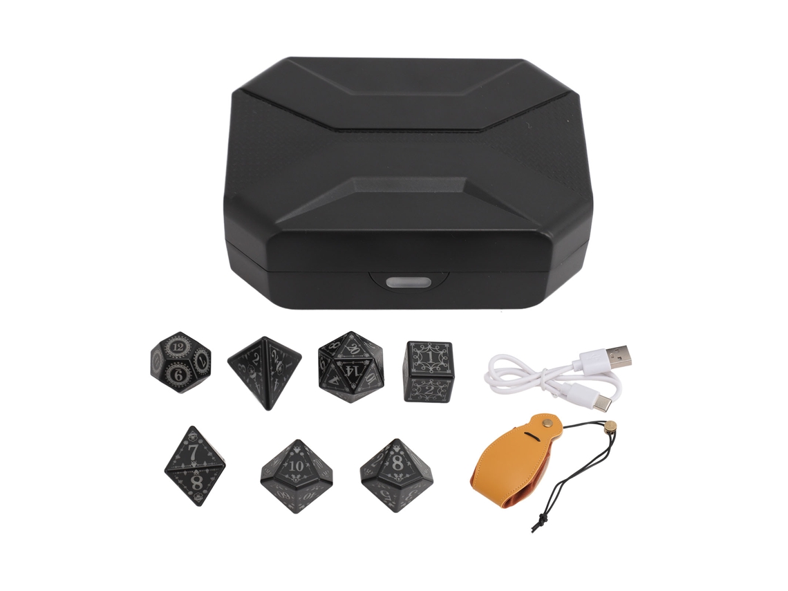 2026zentro-conjunto De Dados Led Brilhante Com Estojo De Carregamento Para Jogos De Mesa Rpg 7 Peças