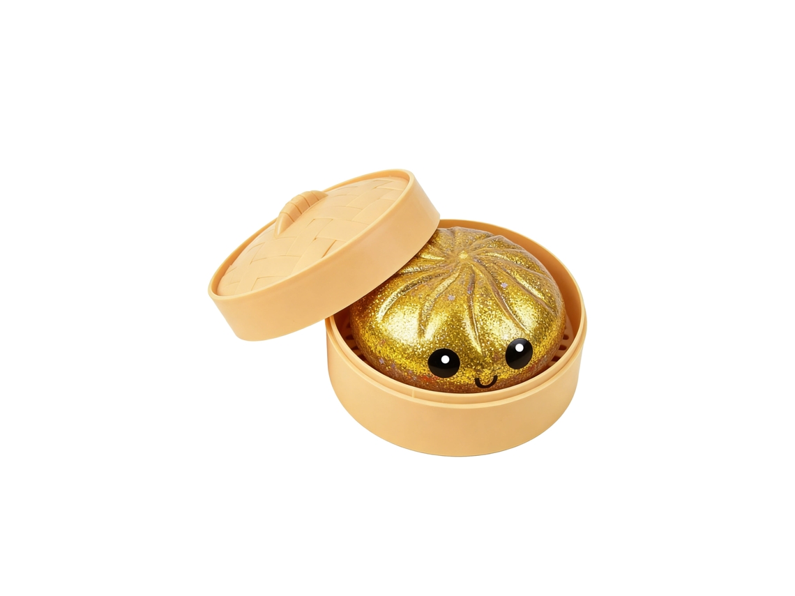 Squishy Dowmoo Bun, Transparente Dourado, Ideal para Relaxar e Decorar LAXISCREED