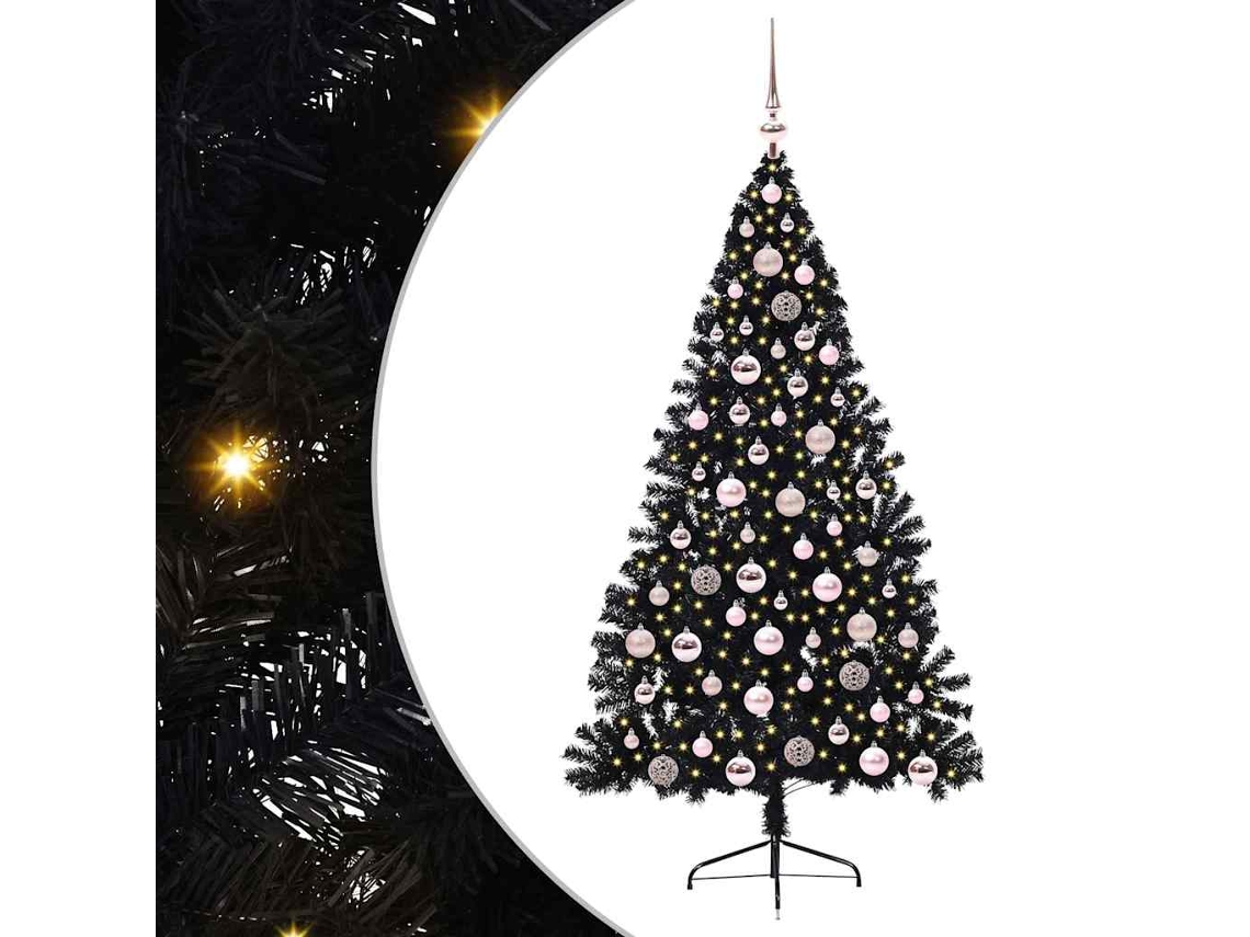 Árvore De Natal Artificial Iluminada Vidaxl Preto Pvc (180 Cm)