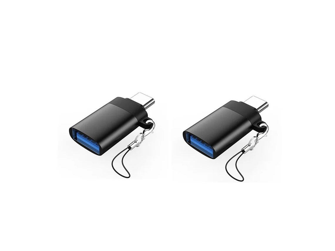 Adaptador resistente preto tipo C com cabo (2 unidades)