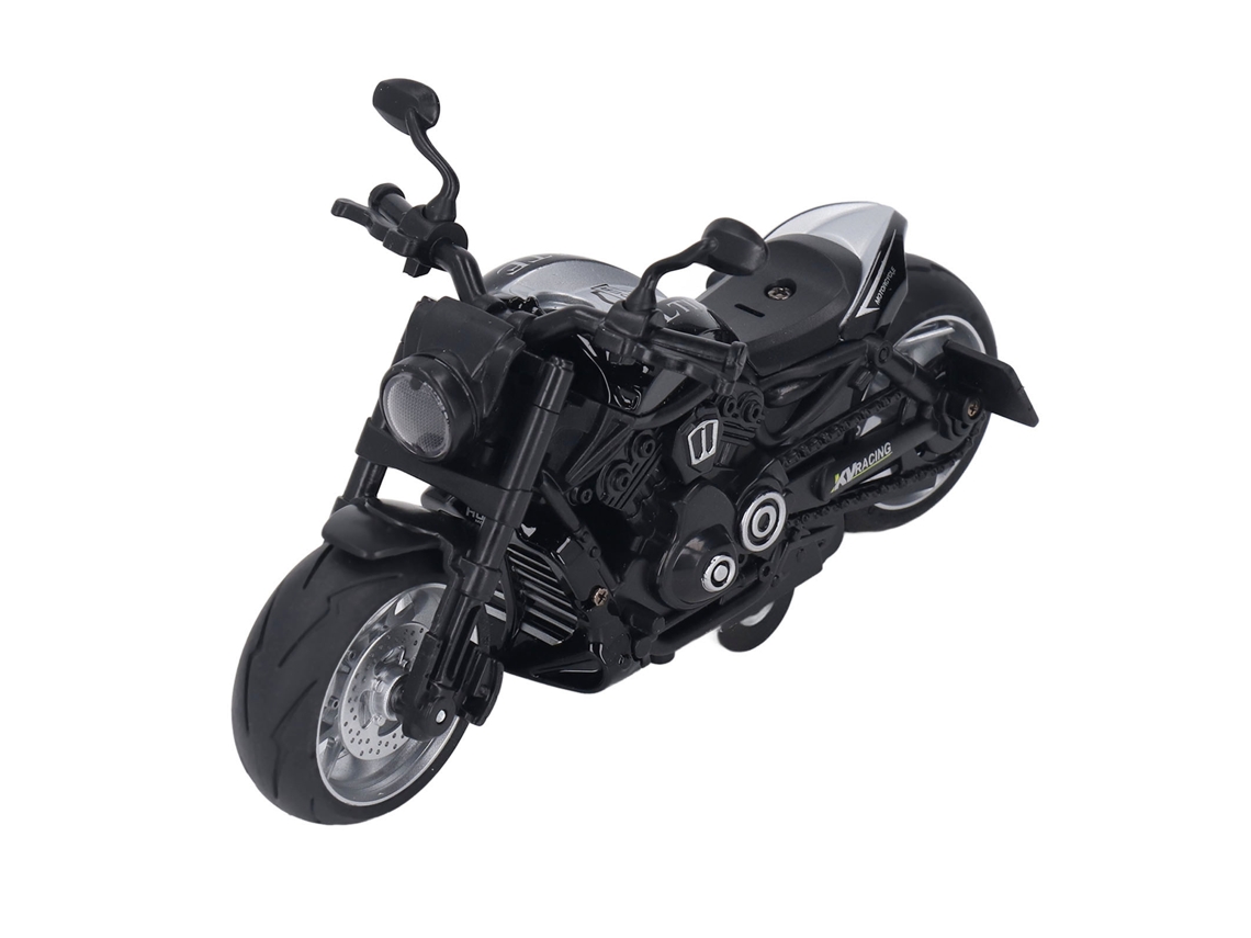 Mali modelo de Motocicleta Brinquedo Puxar para Trás 1:12 Estilo Retrô com Luz Dianteira Preta