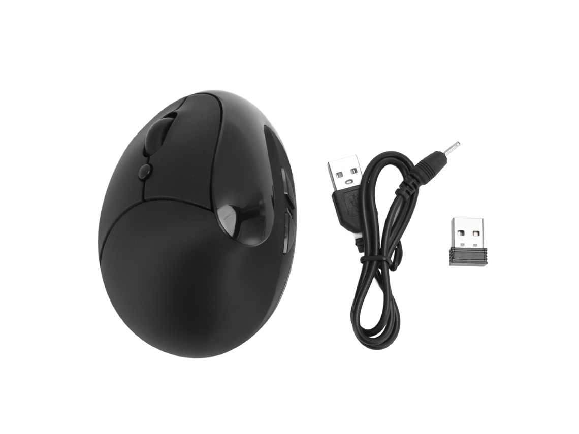 Mouse vertical ergonômico, sem fio, recarregável, 3 DPI ajustáveis, com adaptador USB | S/MARCA