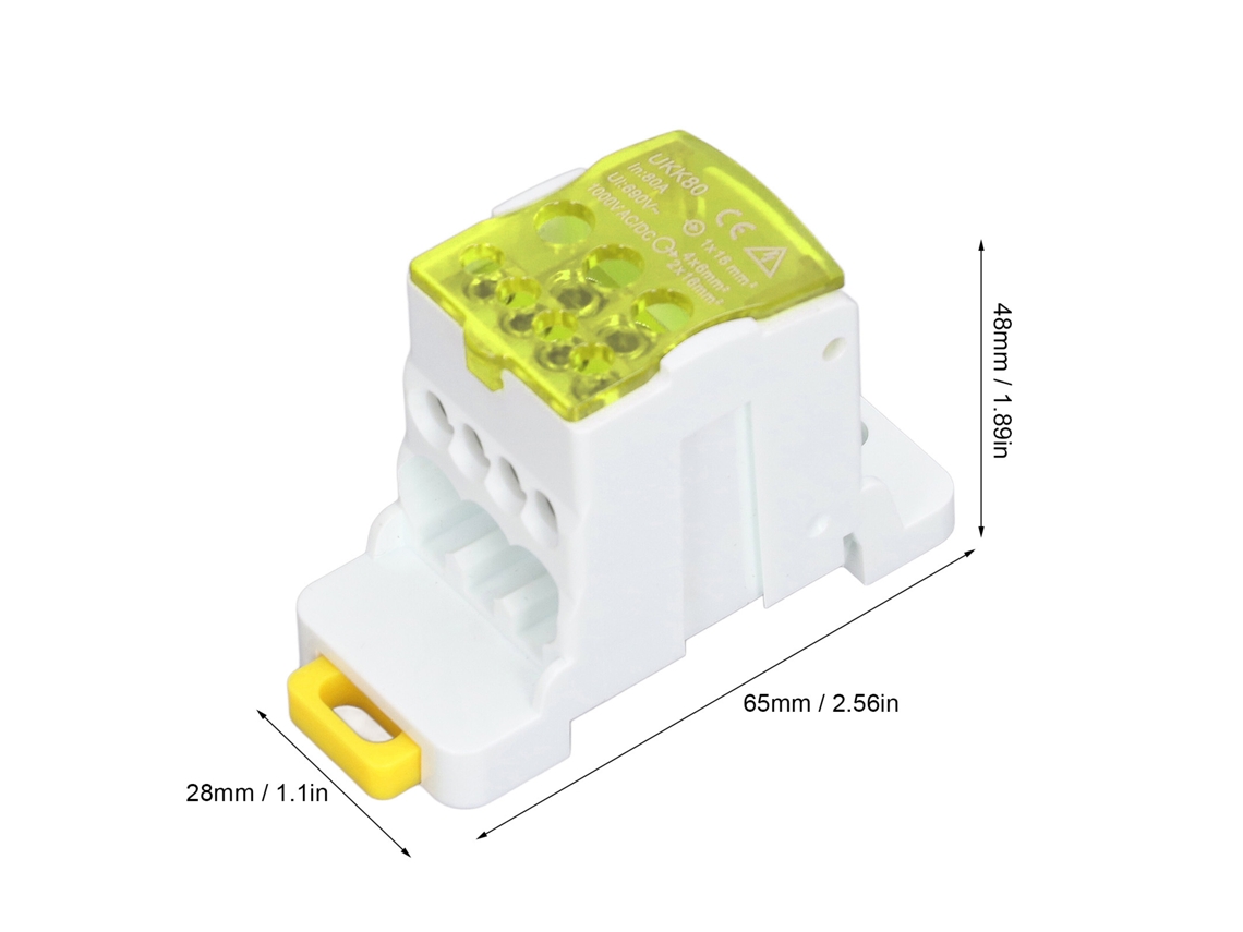 Caixa Terminal Bloco Din Rail 690v 80a Amarela