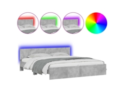 Estrutura Cama Cabeceira e Luzes Led Cinzento Cimento MAISON EXCLUSIVE (200x200 cm)