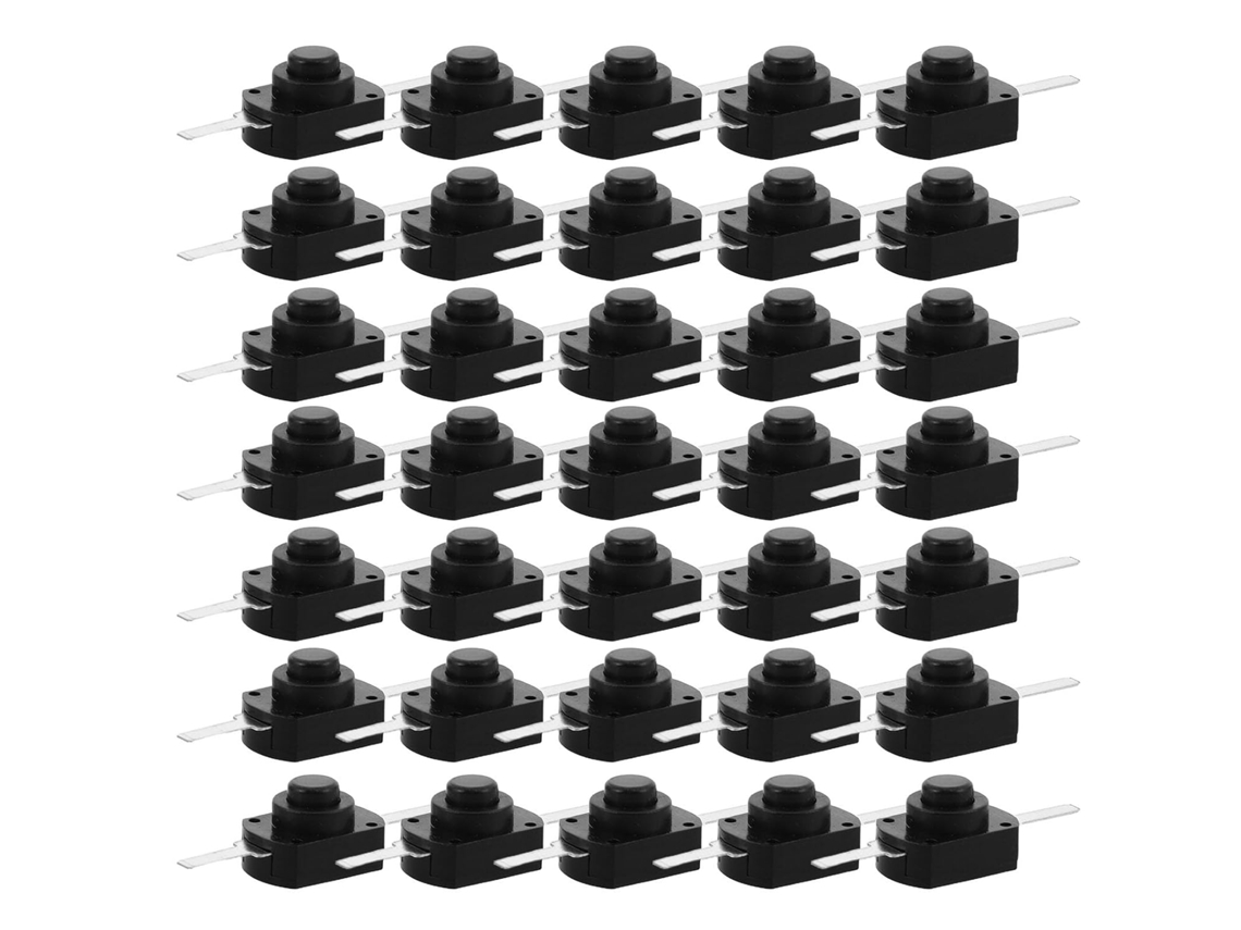 Interruptor de botão de pressão em miniatura, com trava, 6A, pacote com 100 unidades.