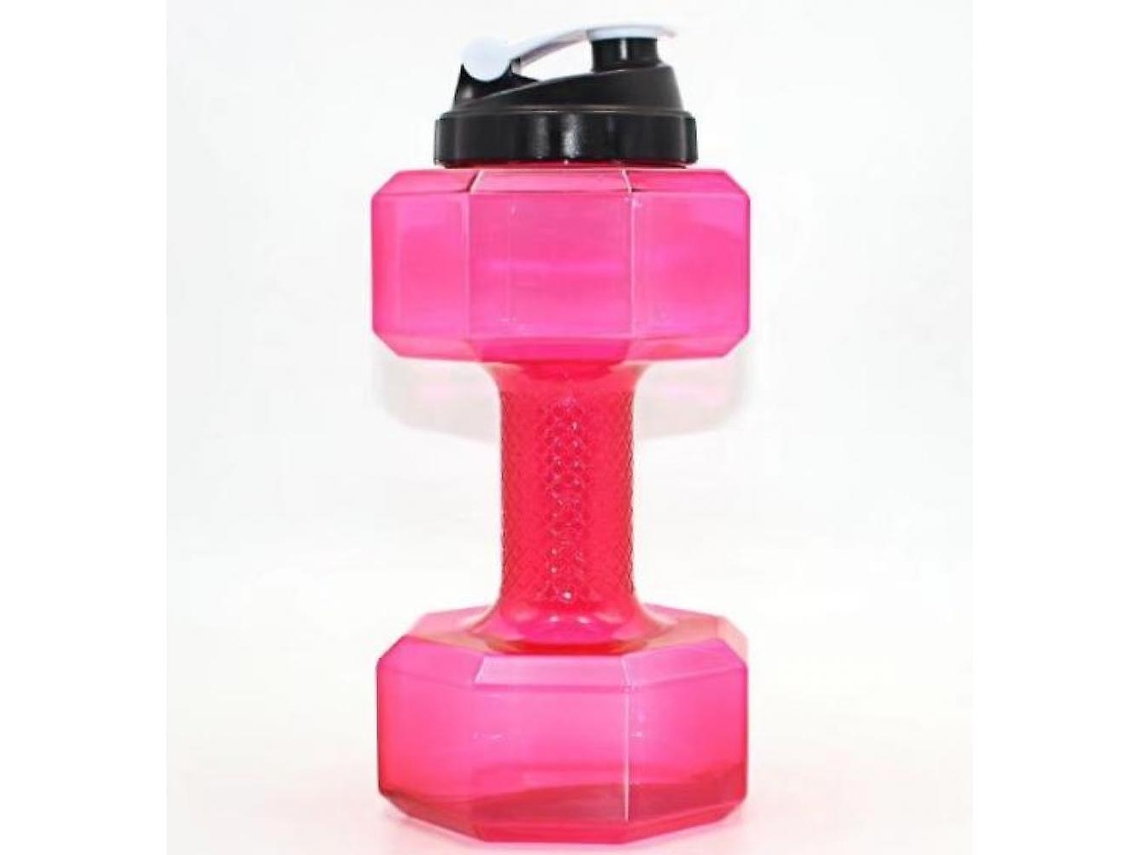 Garrafa de água Brilvibera em formato de haltere, 2,2 litros (rosa)