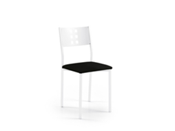 Cadeira de Cozinha Brancazamora 38x86x47cm Couro Preto FANMUEBLES