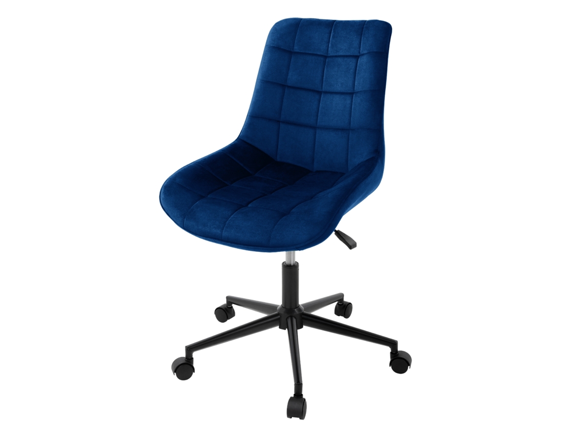 Cadeira de Escritório com Rodízios Azul com Capa de Veludo e Estrutura Metálica ML-DESIGN