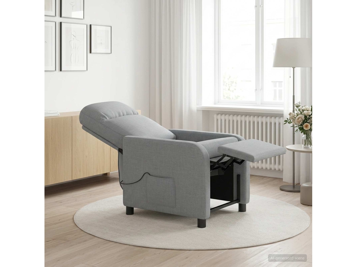 Vidaxl Recliner De Massagem Cinzento-claro Tecido