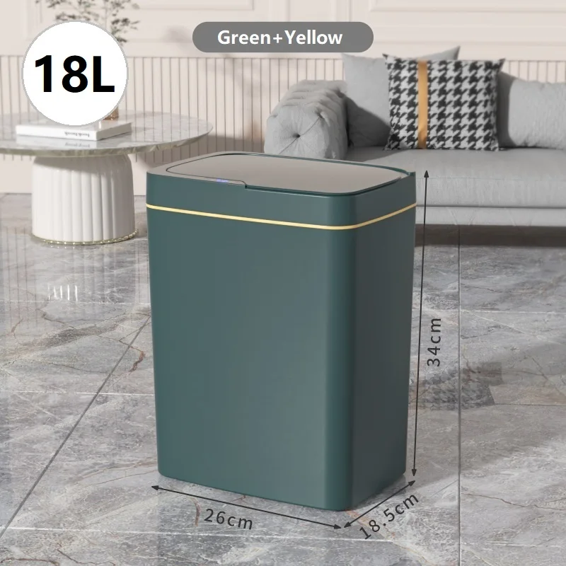 Lixeira Inteligente com Sensor ,à Prova D'água, com Abertura Estreita e Sistema Automático de Coleta Lixo MDUG (carregamento Usb,18l,verde e Amarela)