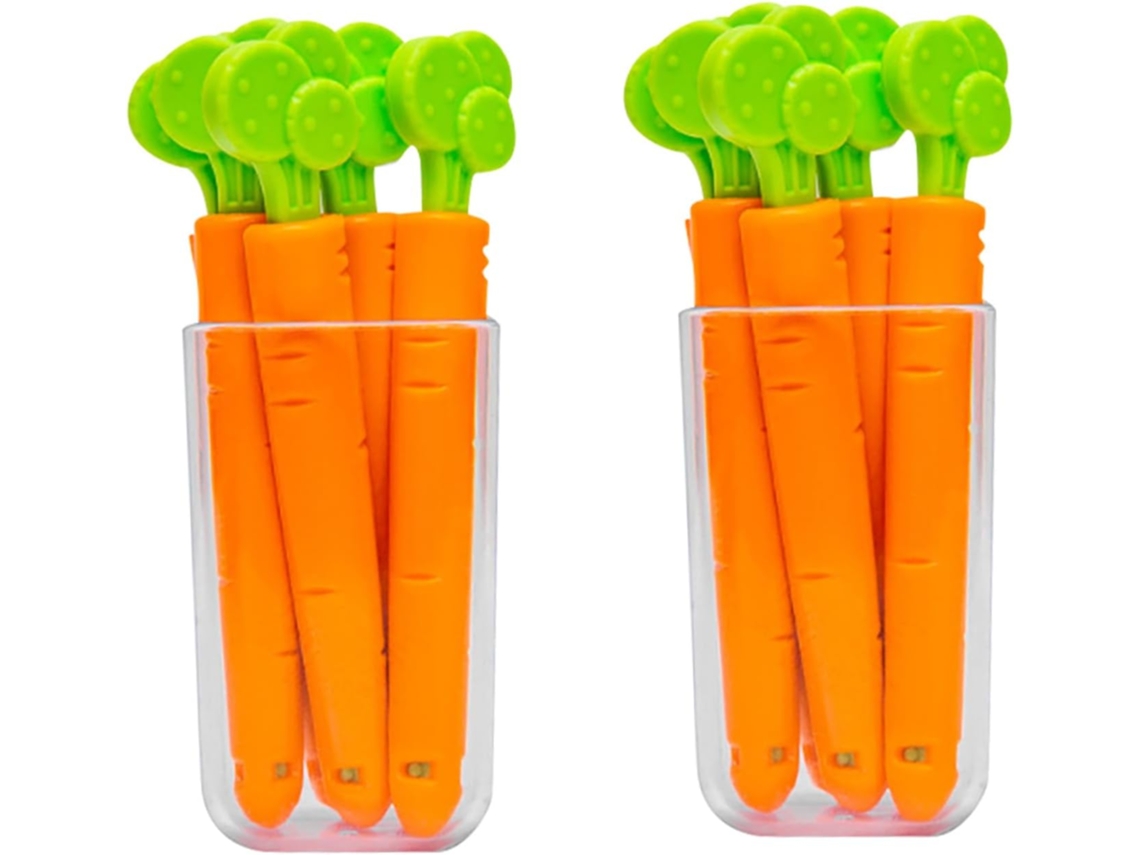Showeroro 2-conjuntos De Clips Vedação Para Sacos Lanches Em Plástico Laranja, Portáteis E Seguros Para Armazenar