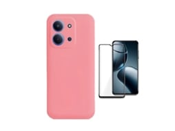 Kit Película De Vidro Temperado Gorilasglass Capa Proteção Silicone Gift4me Para Xiaomi Poco C85 - Rosa