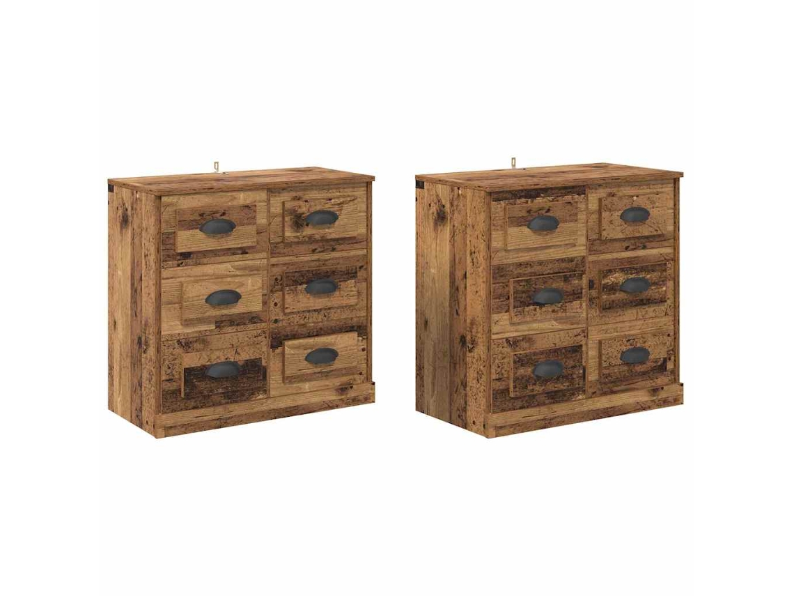 Conjunto de 2 aparadores com gaveta em madeira antiga 67,5x35,5x70 cm MAISON EXCLUSIVE