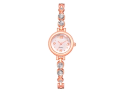 Relógio Feminino de Quartzo com Pulseira Bangle Strass Elegante Rose Gold+branco