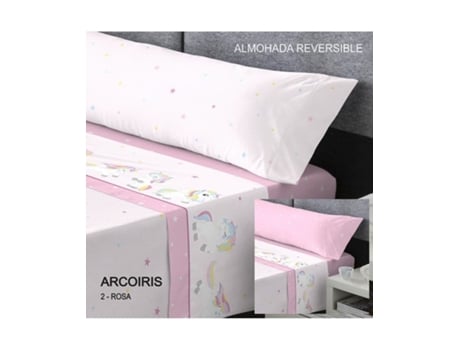 Jogo de lençóis Rosa Arco-Íris Rosa 080 cm
