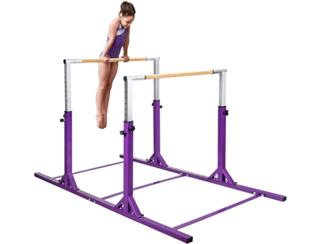 Barra de Ginástica para Crianças dos 6 Aos 12 Anos Barras Duplas Barra Horizontal de Ginástica Artística com Largura Ajustável e 11 Alturas COSTWAY