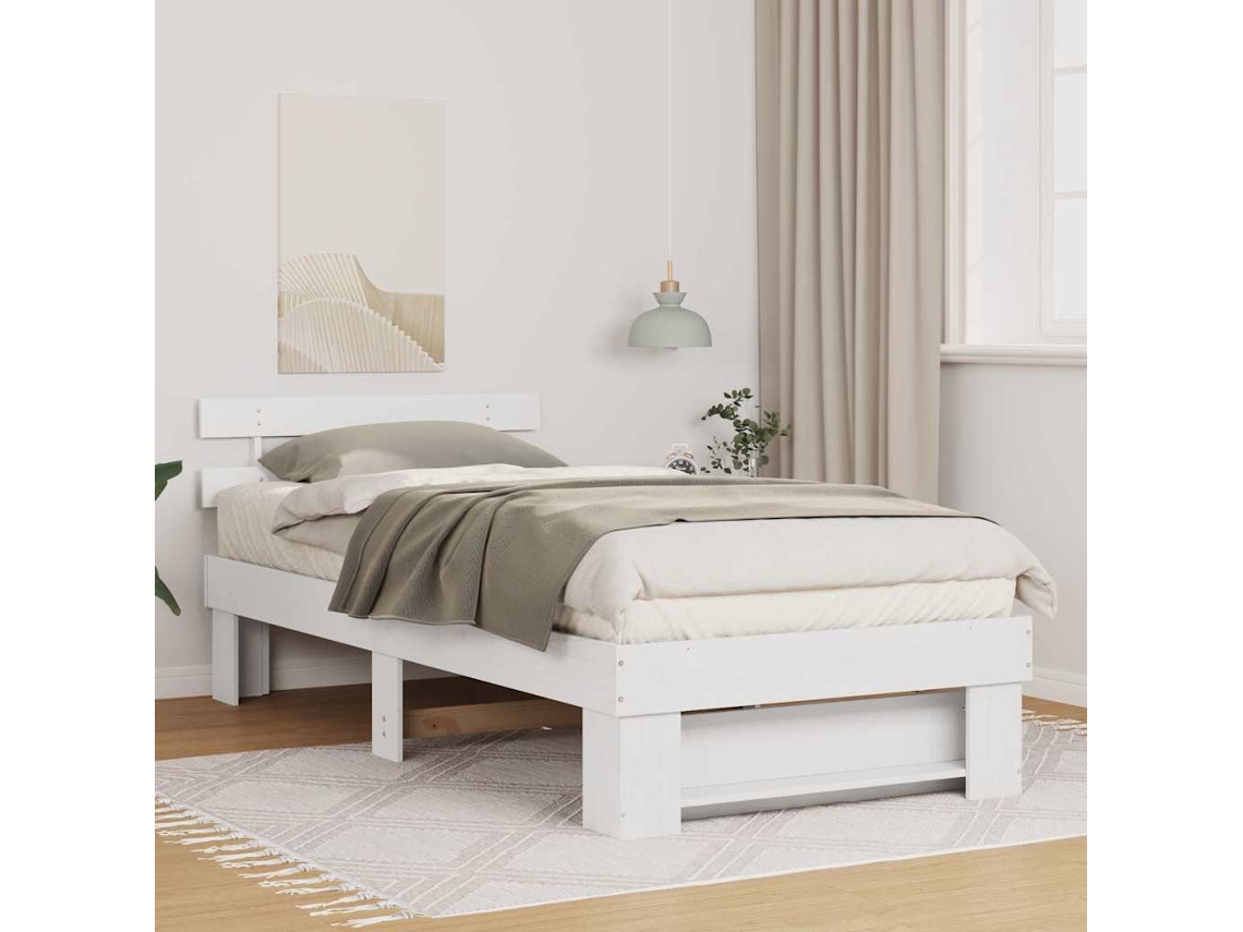 Vidaxl Estrutura Da Cama Com Cabeceira Branco 100 X 200 Cm