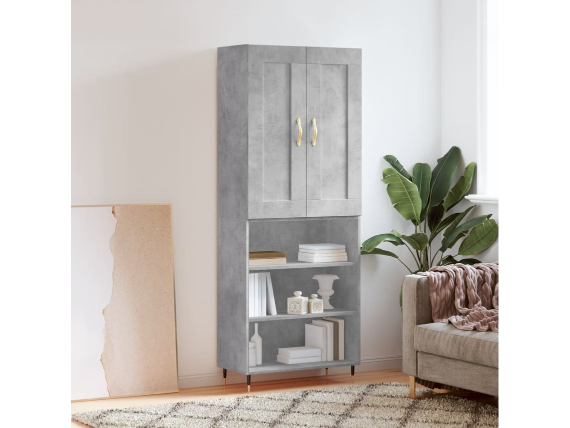 Vidaxl Armário Alto 69,5x34x180 Cm Derivados De Madeira Cinza Cimento