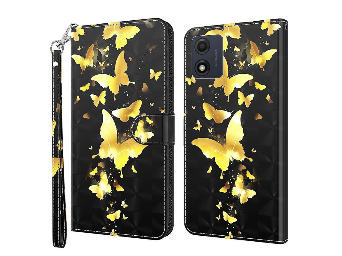 Capa De Couro Com Padrão De Pintura 3d Para Motorola Moto E13