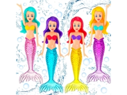 Conjunto de 4 Brinquedos de Banho de Sereia para Mergulho, Adolescentes e Adultos, Coloridos e Ideais para Piscina, para Meninos, Meninas AQUAFORGE