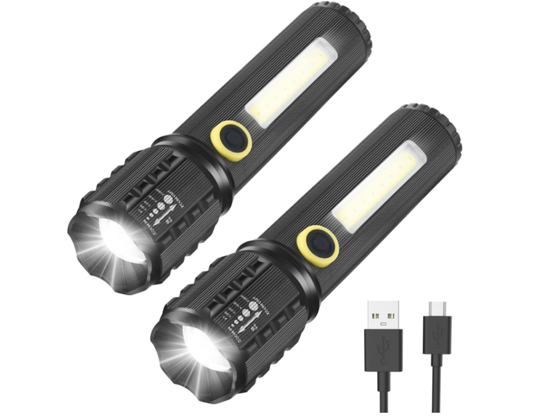 Mini Tocha Led Zoomable BISBISOUS C71 Recarregável Ip67 À Prova D'Água Preta VIGA EUROPE