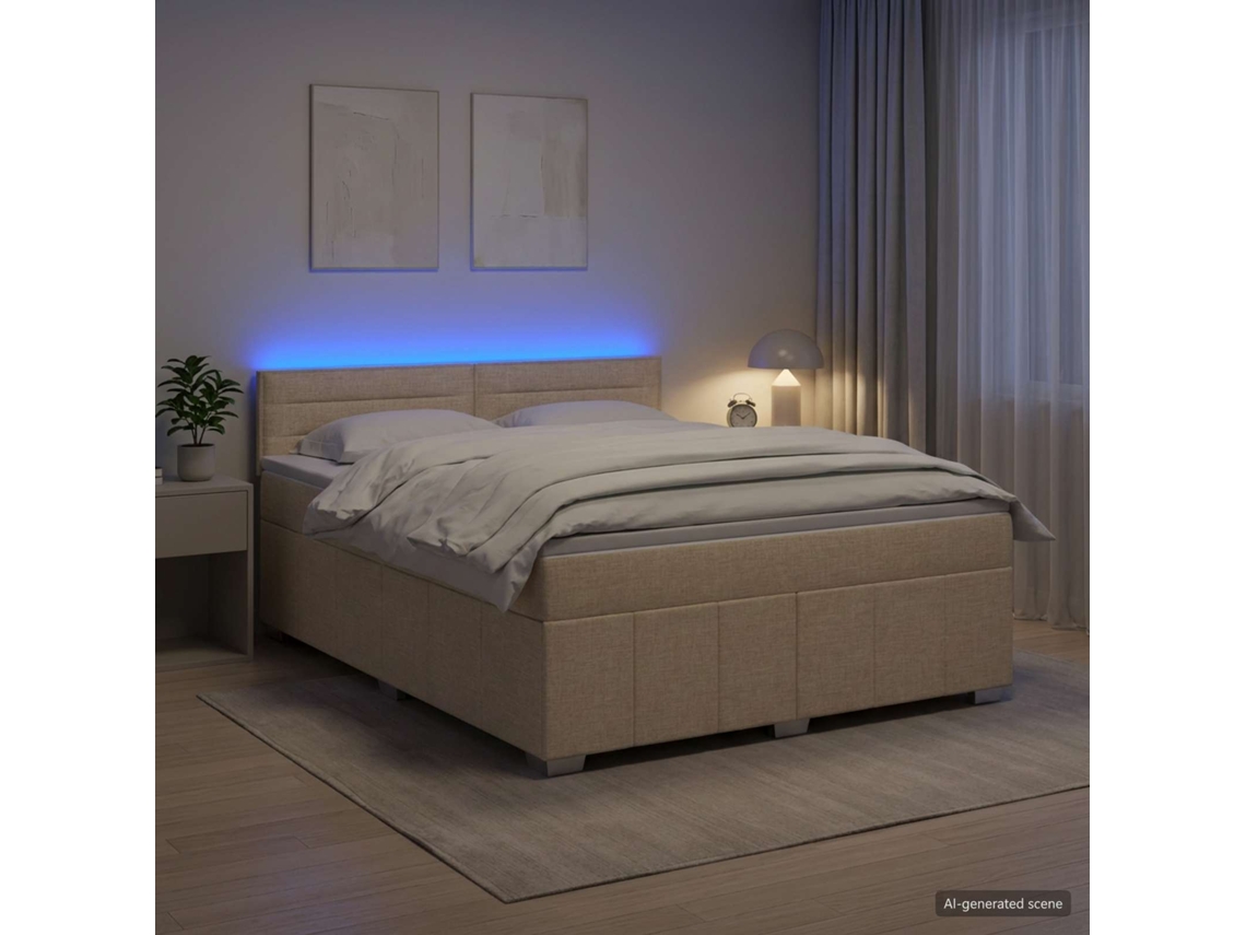 Vidaxl Cama Box Spring Com Colchão Creme 140 X 200 Cm Tecido