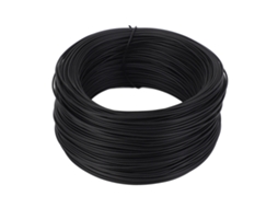 Fio elétrico de ferro galvanizado 0,55 mm x 85 m, flexível, revestido com PVC preto, para amarração de cabos, alta resistência.
