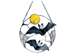 Decoração de Halloween Morcego Lua Suncatcher Ornamento Pendente Janela Parede