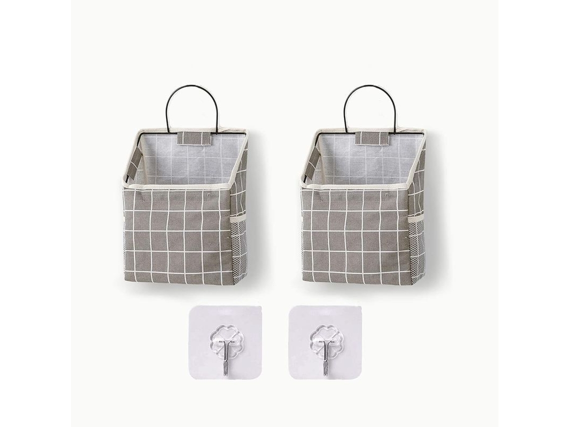 Linjou 2 bolsas de armazenamento penduráveis para parede, armazenamento em armário cinza com quadros S/MARCA