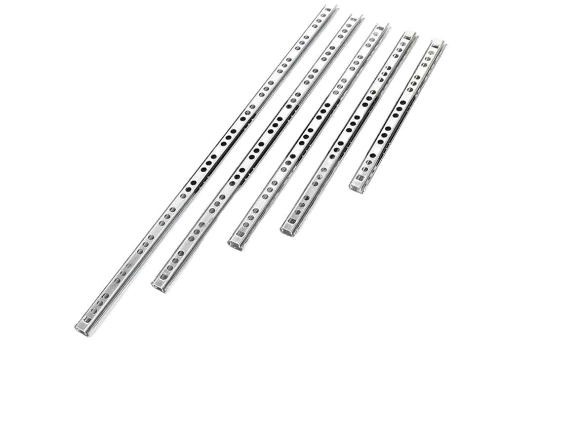 Par De Corrediças Aço Para Gaveta Com Trilho Esferas, Duas Seções, 17mm De Largura 278mm