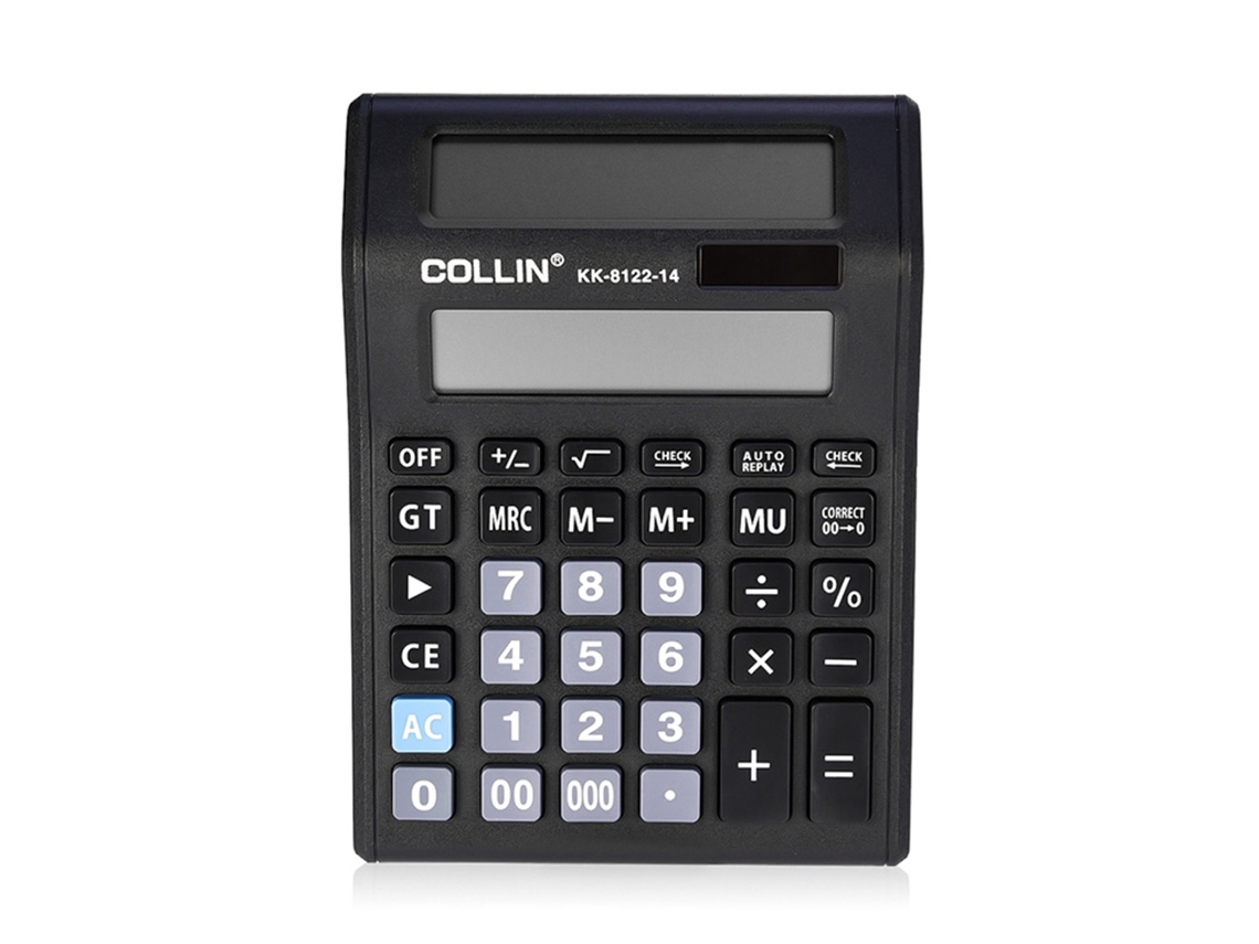 Calculadora básica para estudantes com bateria eletrônica.