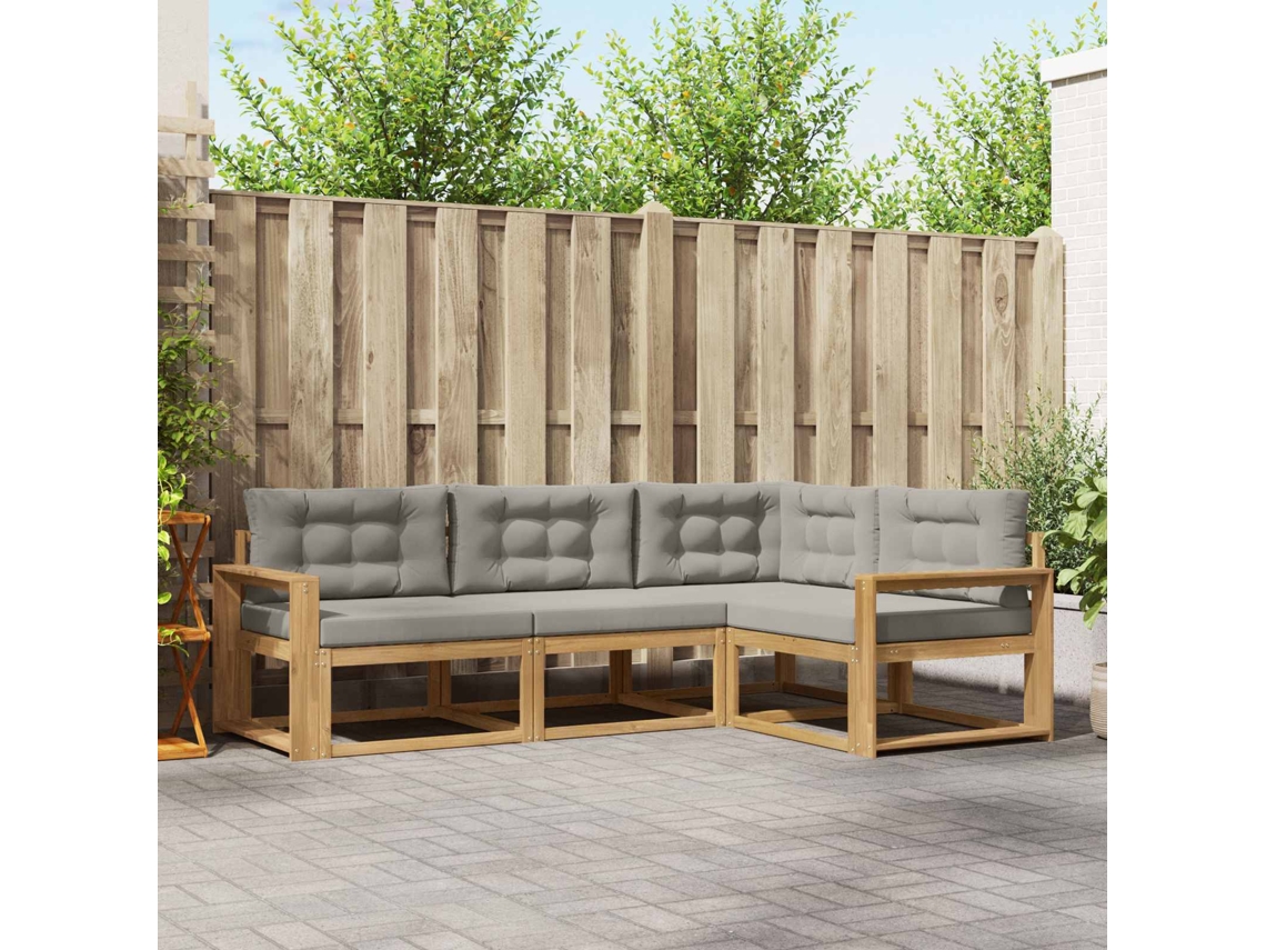 Vidaxl Conjunto De Sofás Para Exterior 3 Pcs Branco E Cinzento-claro