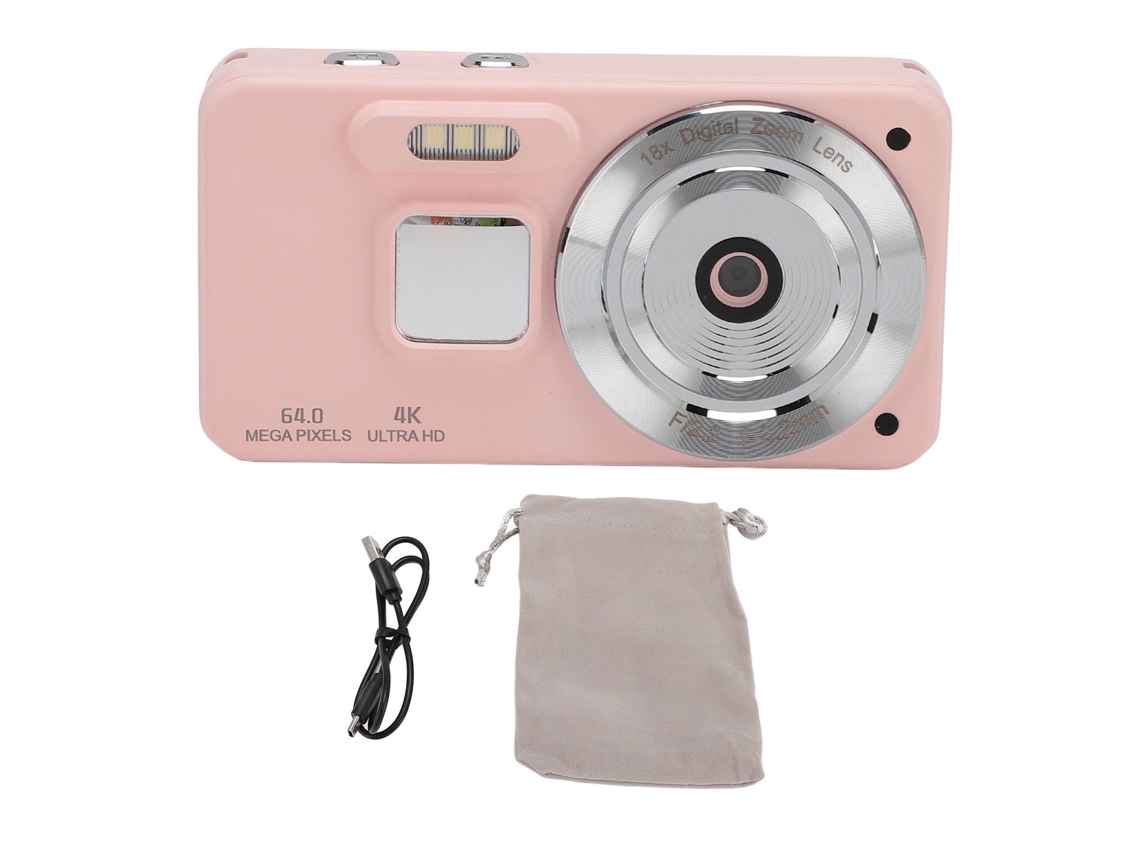 4k Digital Camera Portable 64mp 18x Zoom Autofocus Anti Shake Selfie Hd Video Vlogging Camera Compact Travel Camera For Teen Boy Girl Kids Pink
