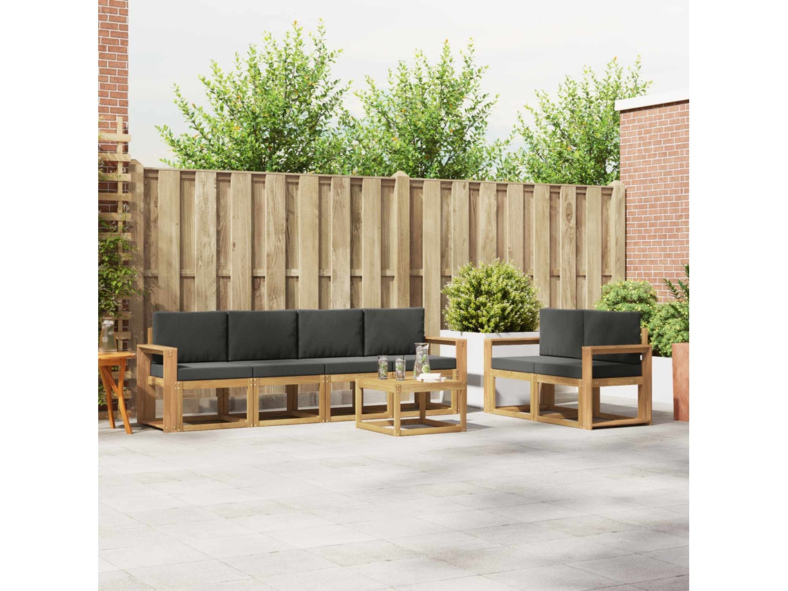 Vidaxl Conjunto De Sofás Para Exterior 7 Pcs Branco E Antracite