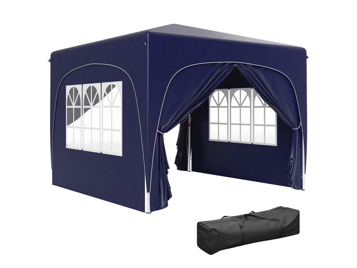 Tenda Dobrável 3x3 M Upf50+ Altura Ajustável Azul Escuro