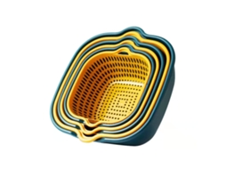 Cesta De Drenagem Camada Dupla, Rápida Pp, Alça Lateral, Espessada, Lavagem Cozinha, Amarelo E Azul