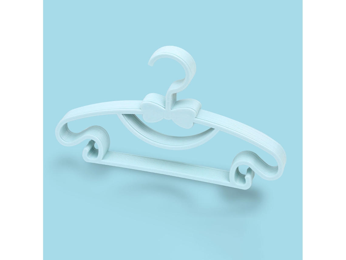 10pcs Ganchos de Armazenamento Infantil Plástico Espesso com Laço para Casacos Bebê Azul