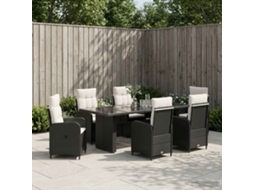 Vidaxl Conjunto De Jantar Para Exterior 7 Unid. Preto E Branco Creme