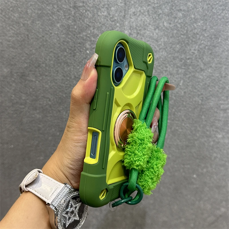 Capa De Celular (verde Abacate Para Iphone 15 Plus) Em Silicone Macio Ao Toque, Resistente A Impactos, Com Cordão.